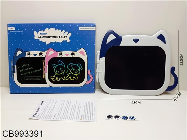 Monochrome handwriting 10 inch cartoon cat LCD tablet (including 1 cr2025)