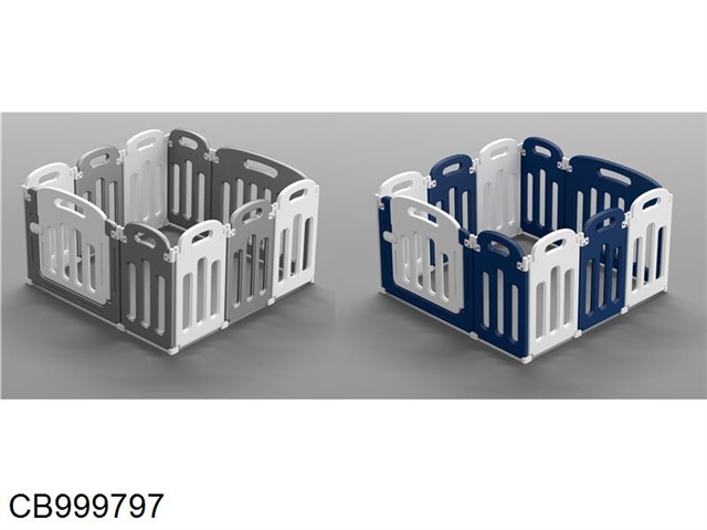 10 pieces of folding fence (1 door fence, 1 large fence, 8 small pieces) 2 colors (gray white / blue white)