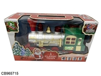 CB965715 - 电动万向灯光音乐烟雾圣诞火车头（绿色）