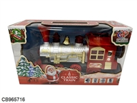 CB965716 - 电动万向灯光音乐烟雾圣诞火车头（红色）